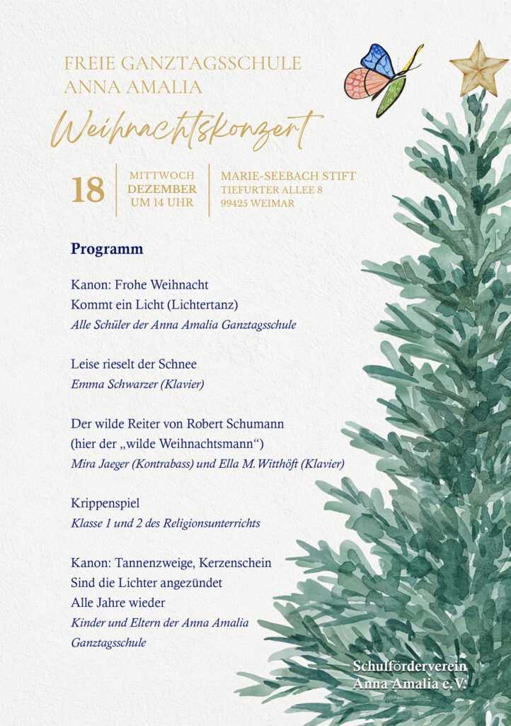 Plakat zum Weihnachtssingen am 18.12.20024 mit dem Programm.